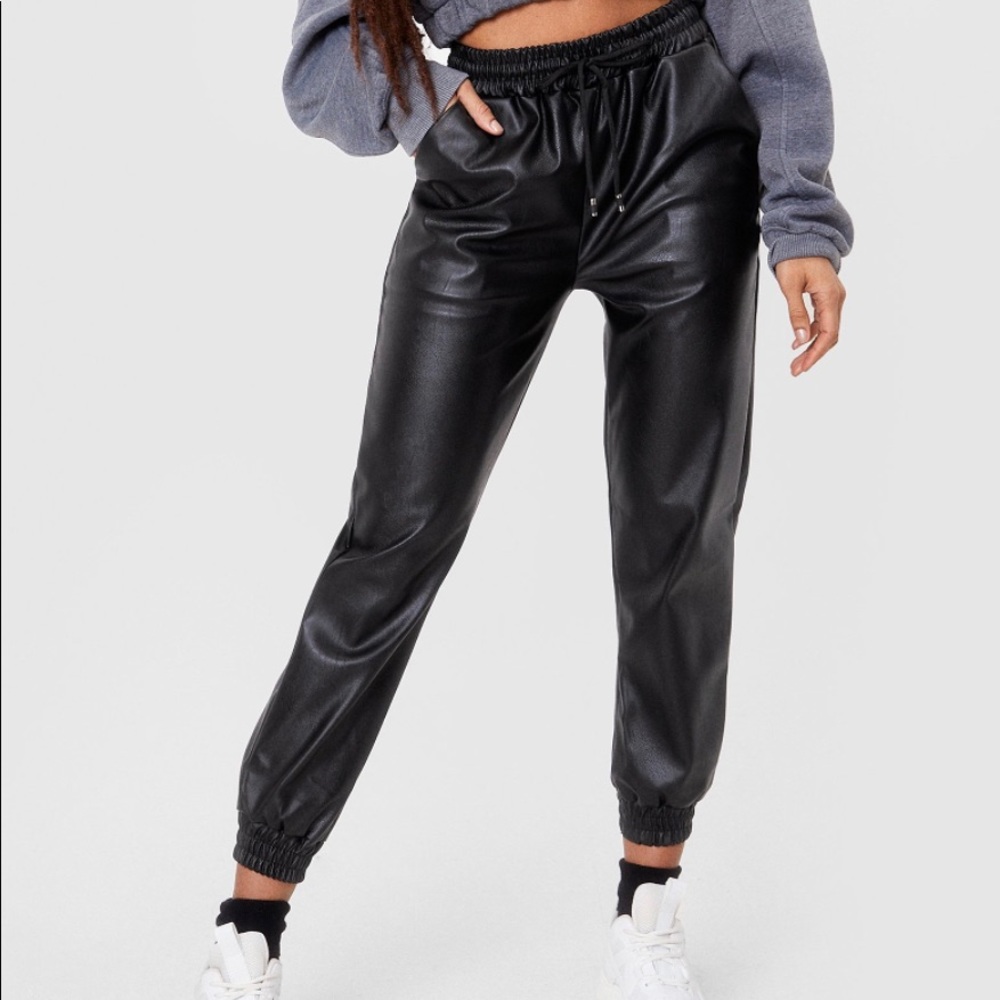 Nasty Gal Faux-Leather Joggers
